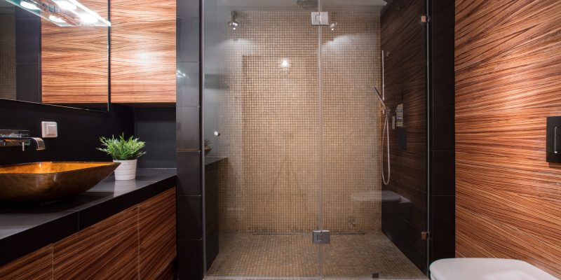 Stylish Modern Bathroom Remodel and Design Idea with Big Tile Shower