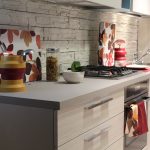 Modern Kitchen Remodel and Design with Linoleum Countertops and Wooden Cabinets