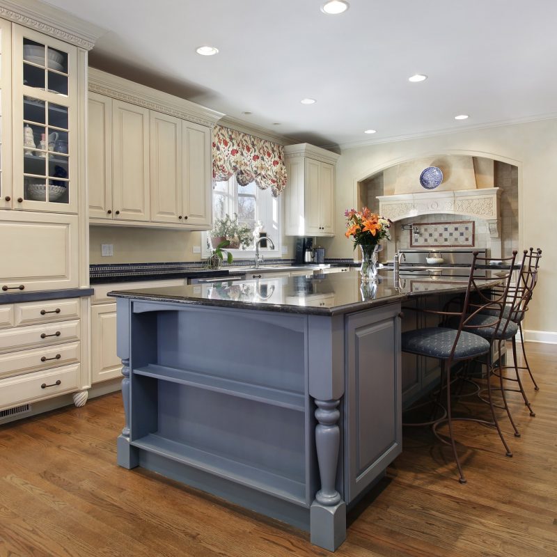 Modern Kitchen Remodel and Design with Center Island and Wooden Cabinets