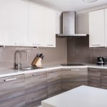 Modern Kitchen Remodel and Design with Quartz Countertops and Linoleum Cabinets